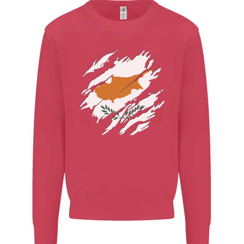 Torn Cyprus Flag Cypriot Day Football Kids Sweatshirt Jumper Heliconia