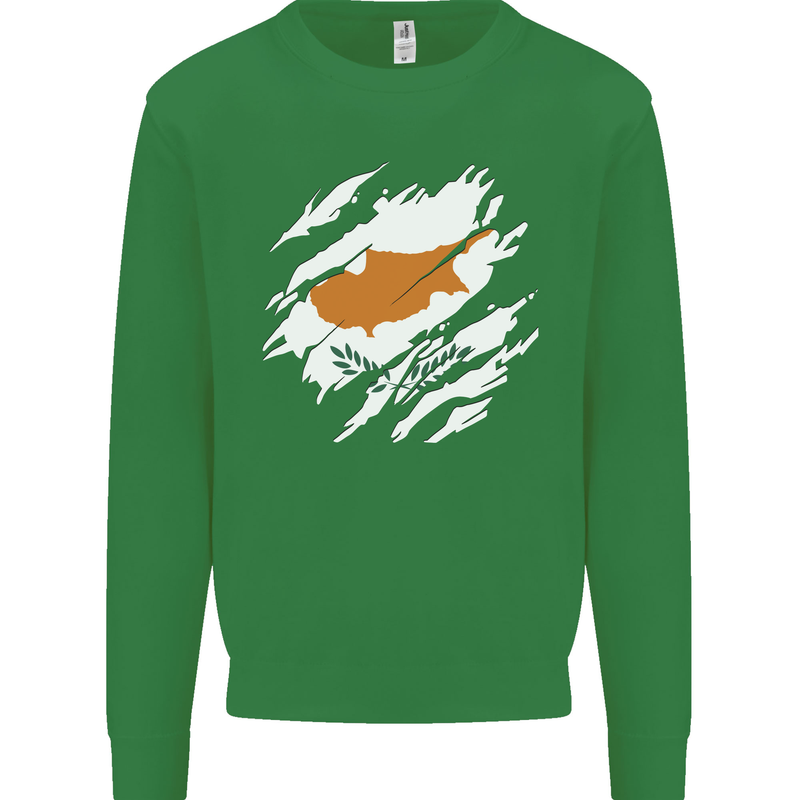 Torn Cyprus Flag Cypriot Day Football Kids Sweatshirt Jumper Irish Green