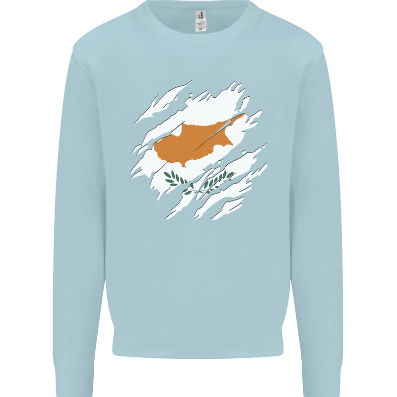 Torn Cyprus Flag Cypriot Day Football Kids Sweatshirt Jumper Light Blue