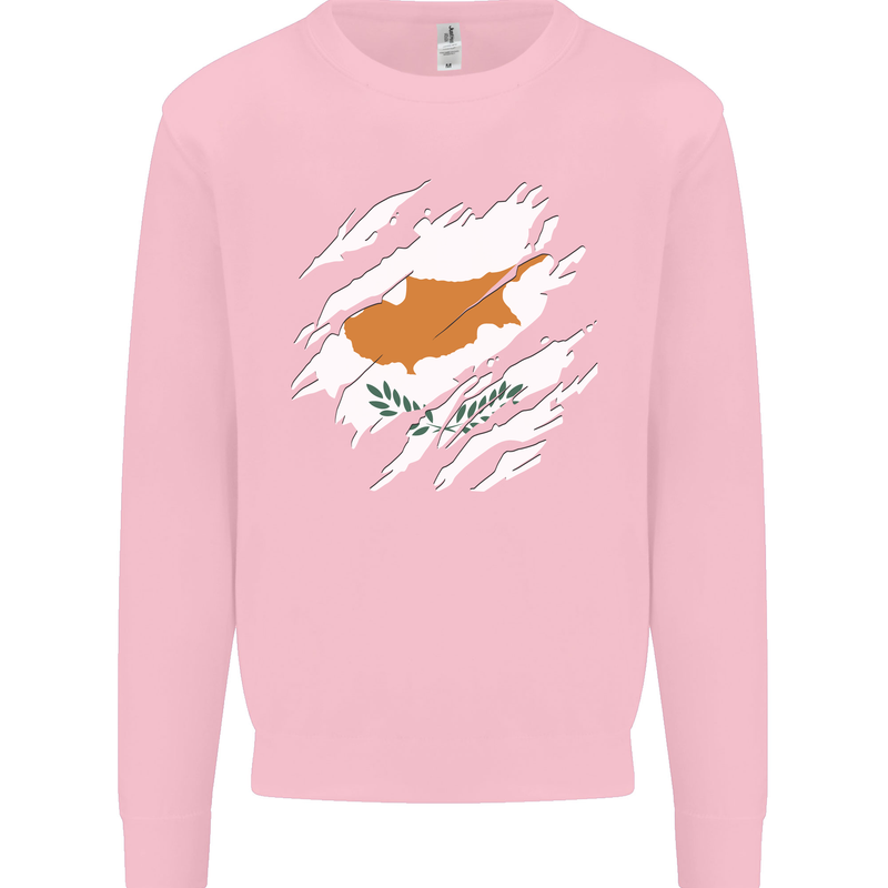 Torn Cyprus Flag Cypriot Day Football Kids Sweatshirt Jumper Light Pink