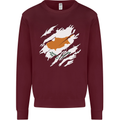 Torn Cyprus Flag Cypriot Day Football Kids Sweatshirt Jumper Maroon