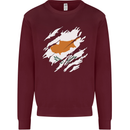 Torn Cyprus Flag Cypriot Day Football Kids Sweatshirt Jumper Maroon