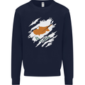 Torn Cyprus Flag Cypriot Day Football Kids Sweatshirt Jumper Navy Blue