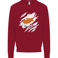 Torn Cyprus Flag Cypriot Day Football Kids Sweatshirt Jumper Red