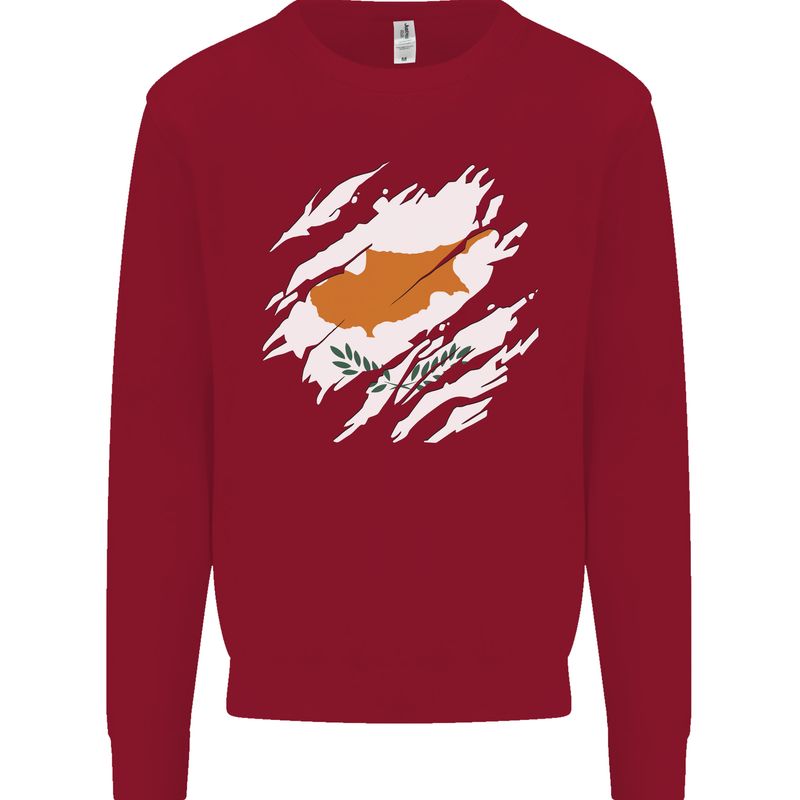 Torn Cyprus Flag Cypriot Day Football Kids Sweatshirt Jumper Red