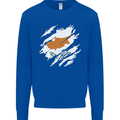 Torn Cyprus Flag Cypriot Day Football Kids Sweatshirt Jumper Royal Blue