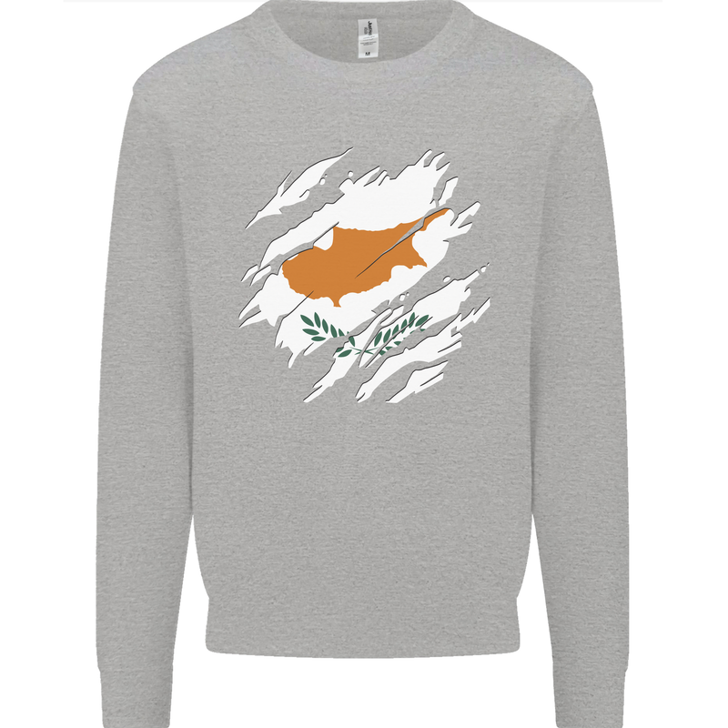 Torn Cyprus Flag Cypriot Day Football Kids Sweatshirt Jumper Sports Grey