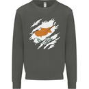 Torn Cyprus Flag Cypriot Day Football Kids Sweatshirt Jumper Storm Grey