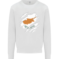 Torn Cyprus Flag Cypriot Day Football Kids Sweatshirt Jumper White
