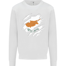 Torn Cyprus Flag Cypriot Day Football Kids Sweatshirt Jumper White