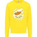 Torn Cyprus Flag Cypriot Day Football Kids Sweatshirt Jumper Yellow