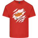 Torn Cyprus Flag Cypriot Day Football Kids T-Shirt Childrens Red