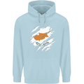 Torn Cyprus Flag Cypriot Day Football Mens 80% Cotton Hoodie Light Blue