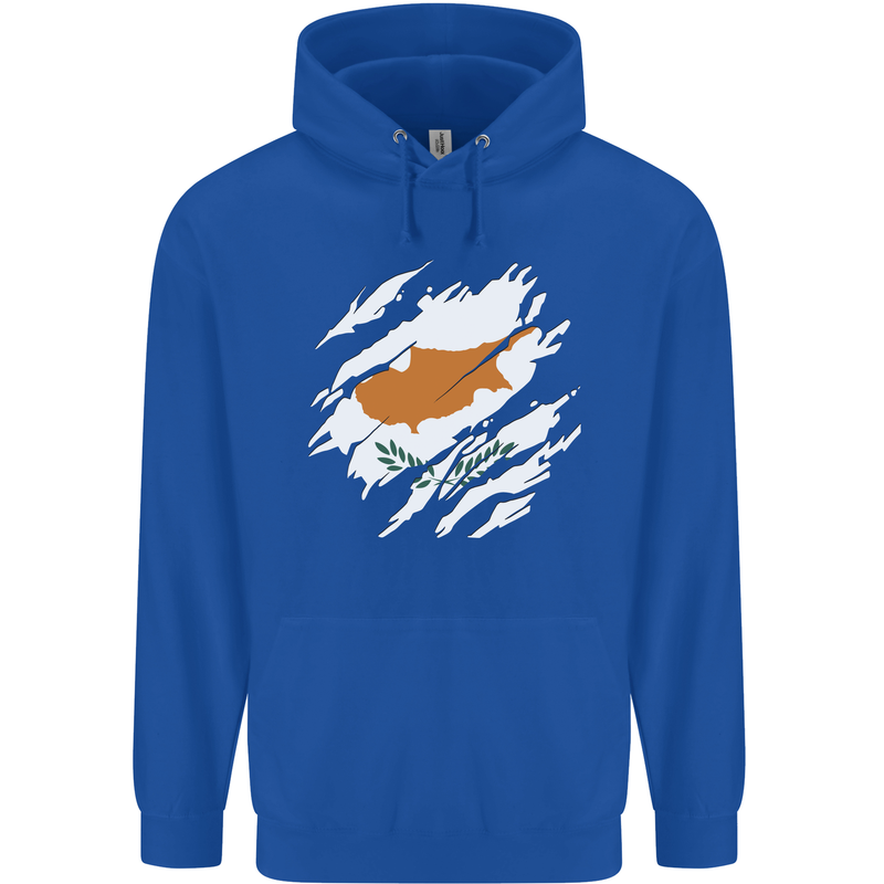 Torn Cyprus Flag Cypriot Day Football Mens 80% Cotton Hoodie Royal Blue