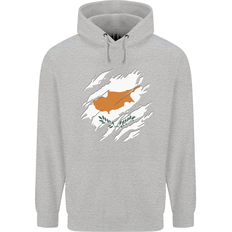 Torn Cyprus Flag Cypriot Day Football Mens 80% Cotton Hoodie Sports Grey