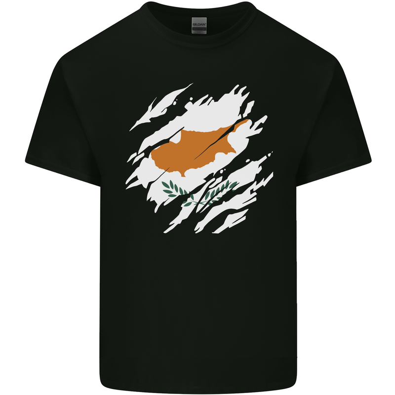 Torn Cyprus Flag Cypriot Day Football Mens Cotton T-Shirt Tee Top Black
