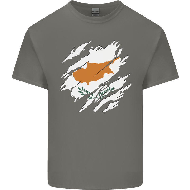 Torn Cyprus Flag Cypriot Day Football Mens Cotton T-Shirt Tee Top Charcoal
