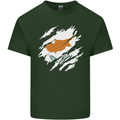 Torn Cyprus Flag Cypriot Day Football Mens Cotton T-Shirt Tee Top Forest Green