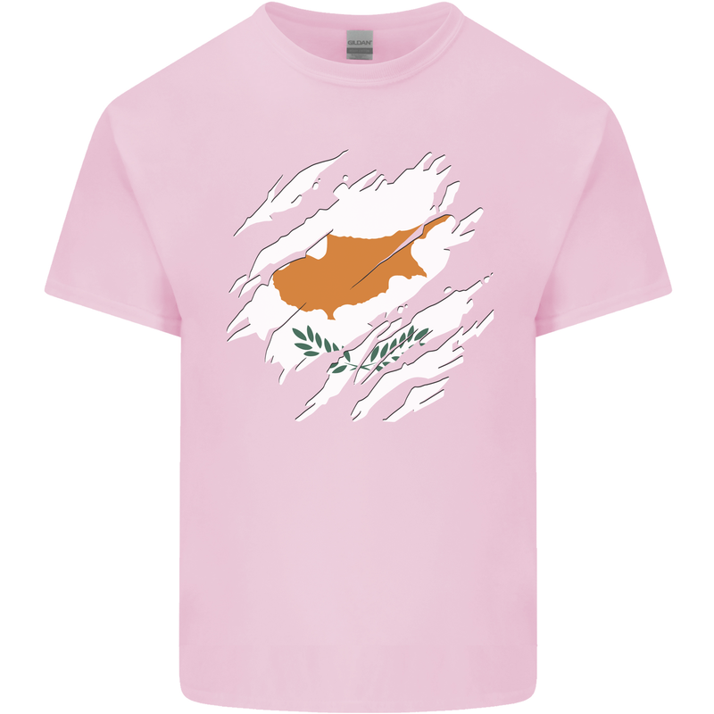 Torn Cyprus Flag Cypriot Day Football Mens Cotton T-Shirt Tee Top Light Pink