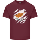 Torn Cyprus Flag Cypriot Day Football Mens Cotton T-Shirt Tee Top Maroon