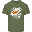 Torn Cyprus Flag Cypriot Day Football Mens Cotton T-Shirt Tee Top Military Green