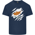 Torn Cyprus Flag Cypriot Day Football Mens Cotton T-Shirt Tee Top Navy Blue