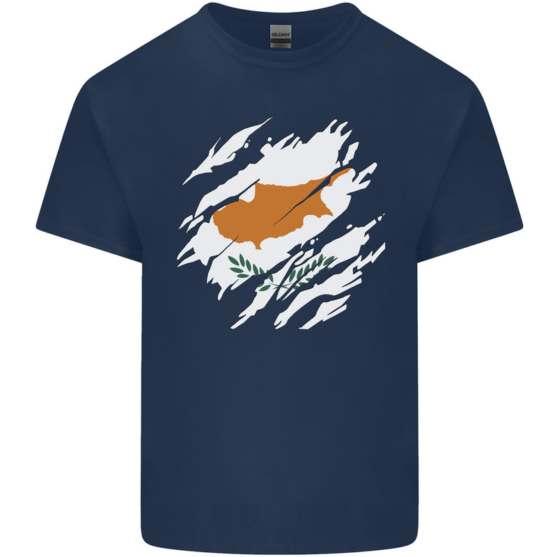 Torn Cyprus Flag Cypriot Day Football Mens Cotton T-Shirt Tee Top Navy Blue