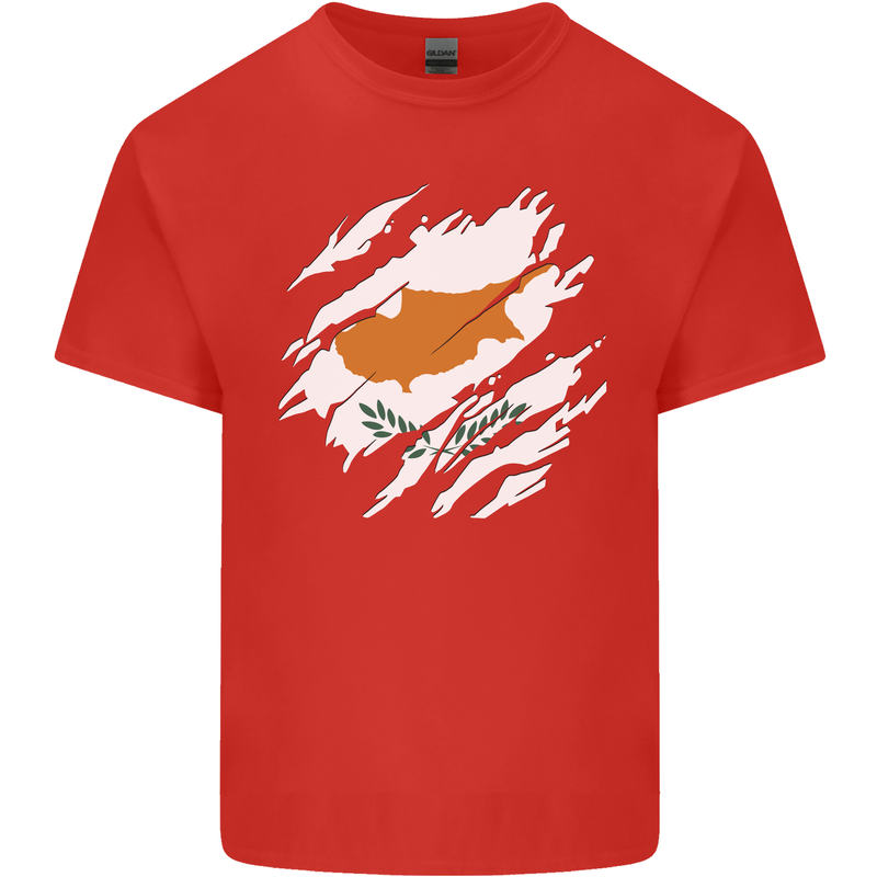 Torn Cyprus Flag Cypriot Day Football Mens Cotton T-Shirt Tee Top Red