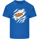 Torn Cyprus Flag Cypriot Day Football Mens Cotton T-Shirt Tee Top Royal Blue