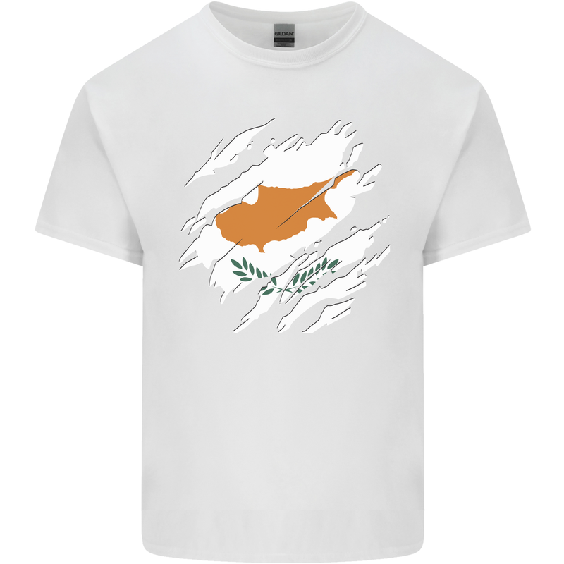 Torn Cyprus Flag Cypriot Day Football Mens Cotton T-Shirt Tee Top White