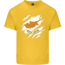 Torn Cyprus Flag Cypriot Day Football Mens Cotton T-Shirt Tee Top Yellow