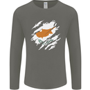 Torn Cyprus Flag Cypriot Day Football Mens Long Sleeve T-Shirt Charcoal
