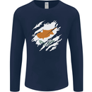 Torn Cyprus Flag Cypriot Day Football Mens Long Sleeve T-Shirt Navy Blue