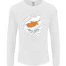 Torn Cyprus Flag Cypriot Day Football Mens Long Sleeve T-Shirt White