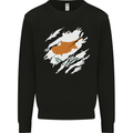 Torn Cyprus Flag Cypriot Day Football Mens Sweatshirt Jumper Black