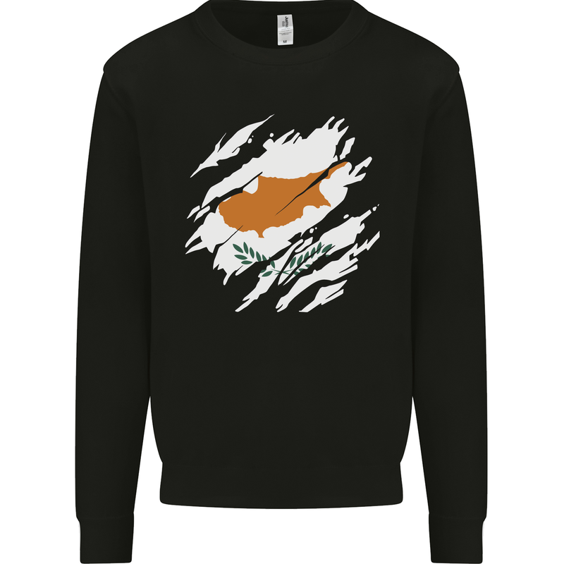 Torn Cyprus Flag Cypriot Day Football Mens Sweatshirt Jumper Black