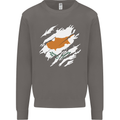 Torn Cyprus Flag Cypriot Day Football Mens Sweatshirt Jumper Charcoal