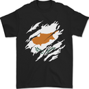 Torn Cyprus Flag Cypriot Day Football Mens T-Shirt 100% Cotton Black