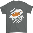 Torn Cyprus Flag Cypriot Day Football Mens T-Shirt 100% Cotton Charcoal