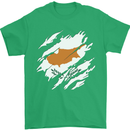 Torn Cyprus Flag Cypriot Day Football Mens T-Shirt 100% Cotton Irish Green