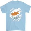 Torn Cyprus Flag Cypriot Day Football Mens T-Shirt 100% Cotton Light Blue