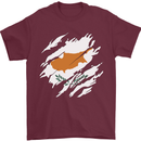 Torn Cyprus Flag Cypriot Day Football Mens T-Shirt 100% Cotton Maroon