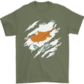 Torn Cyprus Flag Cypriot Day Football Mens T-Shirt 100% Cotton Military Green