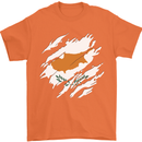 Torn Cyprus Flag Cypriot Day Football Mens T-Shirt 100% Cotton Orange