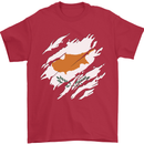 Torn Cyprus Flag Cypriot Day Football Mens T-Shirt 100% Cotton Red