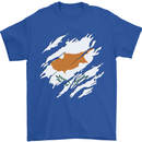 Torn Cyprus Flag Cypriot Day Football Mens T-Shirt 100% Cotton Royal Blue