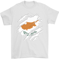 Torn Cyprus Flag Cypriot Day Football Mens T-Shirt 100% Cotton White