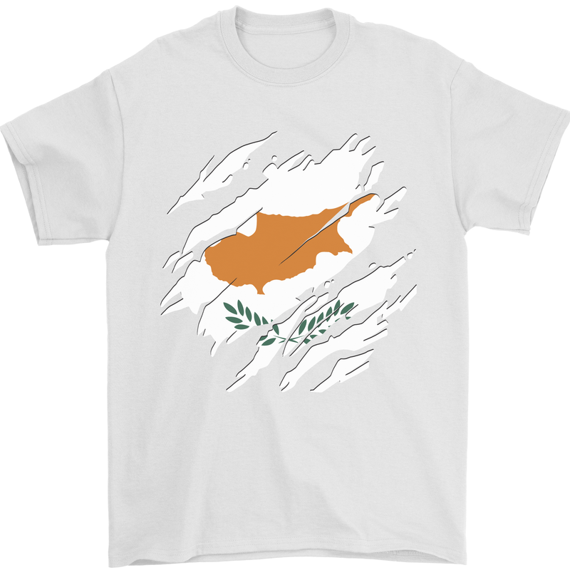 Torn Cyprus Flag Cypriot Day Football Mens T-Shirt 100% Cotton White