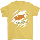 Torn Cyprus Flag Cypriot Day Football Mens T-Shirt 100% Cotton Yellow