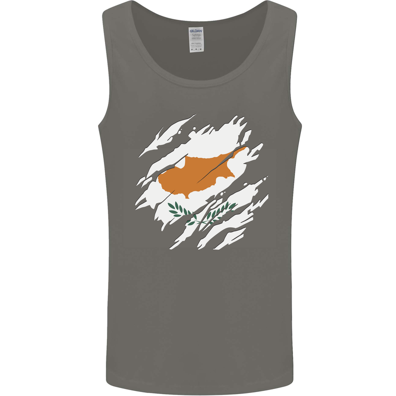 Torn Cyprus Flag Cypriot Day Football Mens Vest Tank Top Charcoal